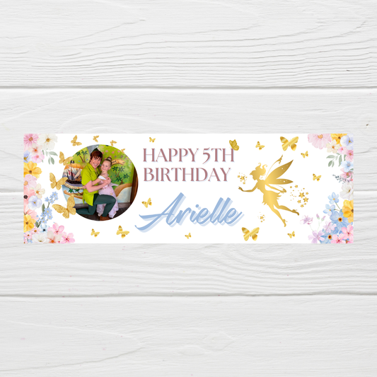 Fairy Photo Banner | Personalised Party Banner | Fairy Theme - Dinky Designs