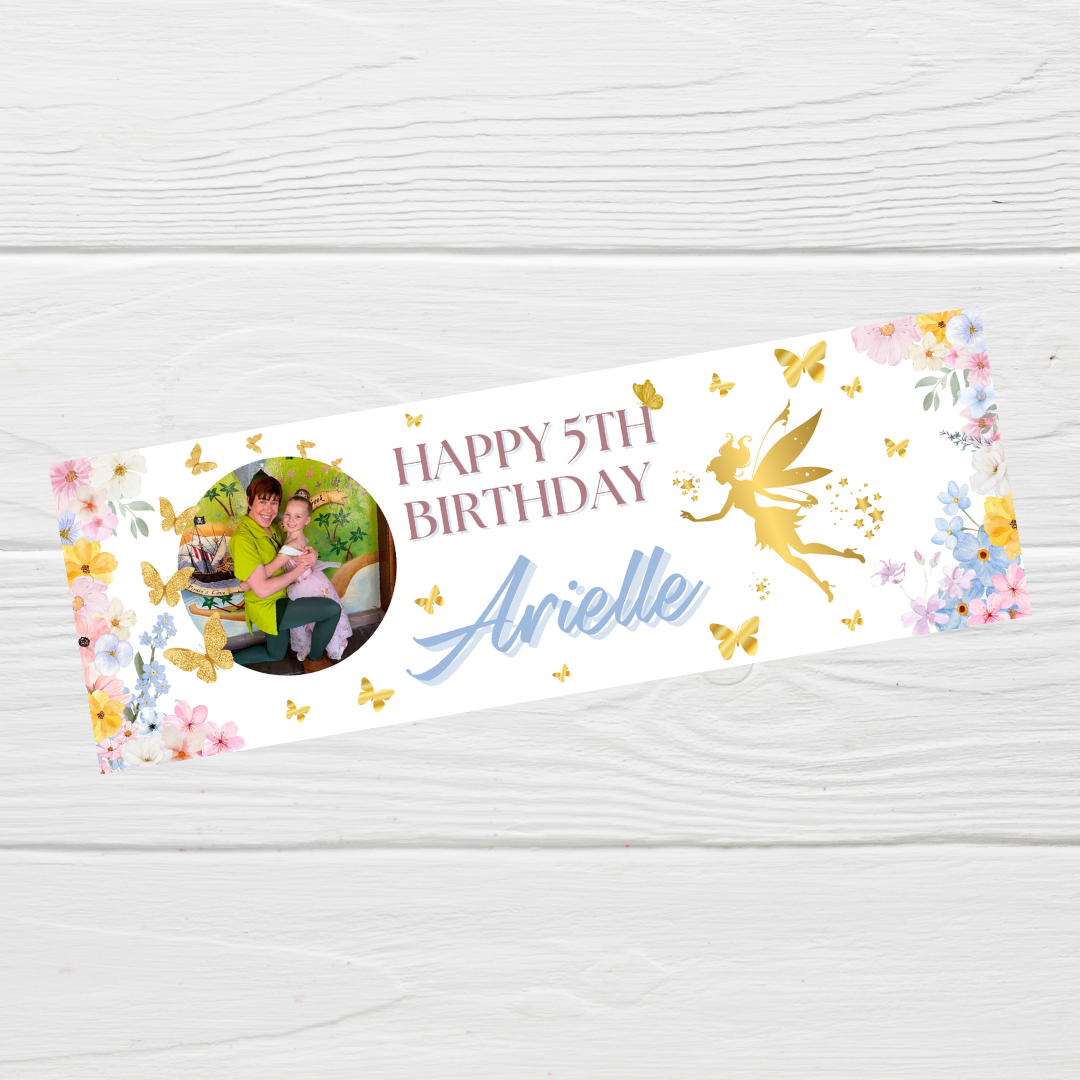 Fairy Photo Banner | Personalised Party Banner | Fairy Theme - Dinky Designs