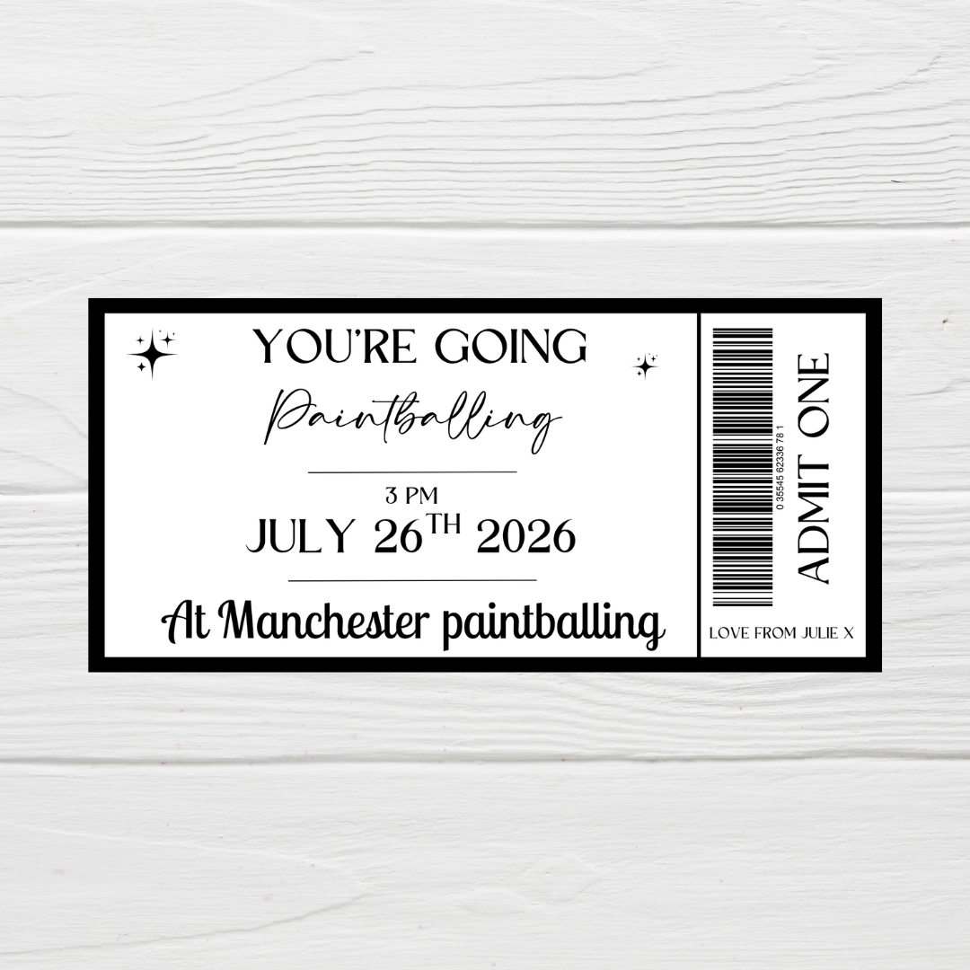 Surprise Ticket Print | Personalised Black & White Ticket Voucher | Gift Idea