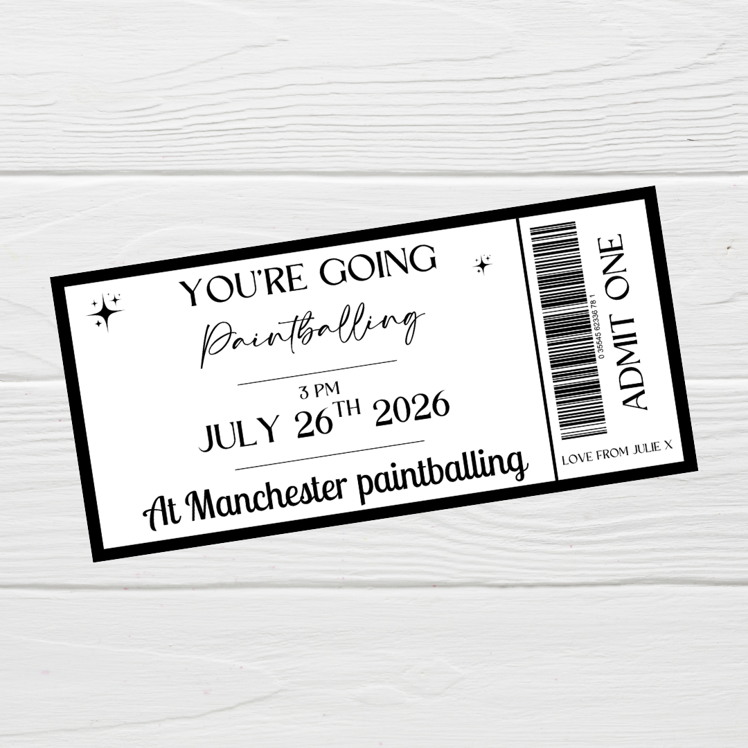 Surprise Ticket Print | Personalised Black & White Ticket Voucher | Gift Idea