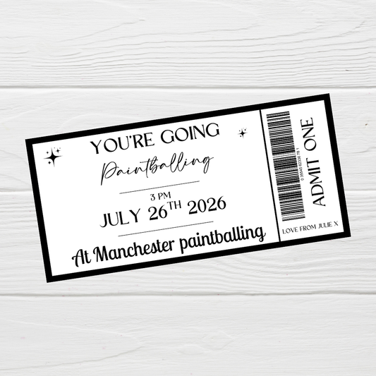 Surprise Ticket Print | Personalised Black & White Ticket Voucher | Gift Idea