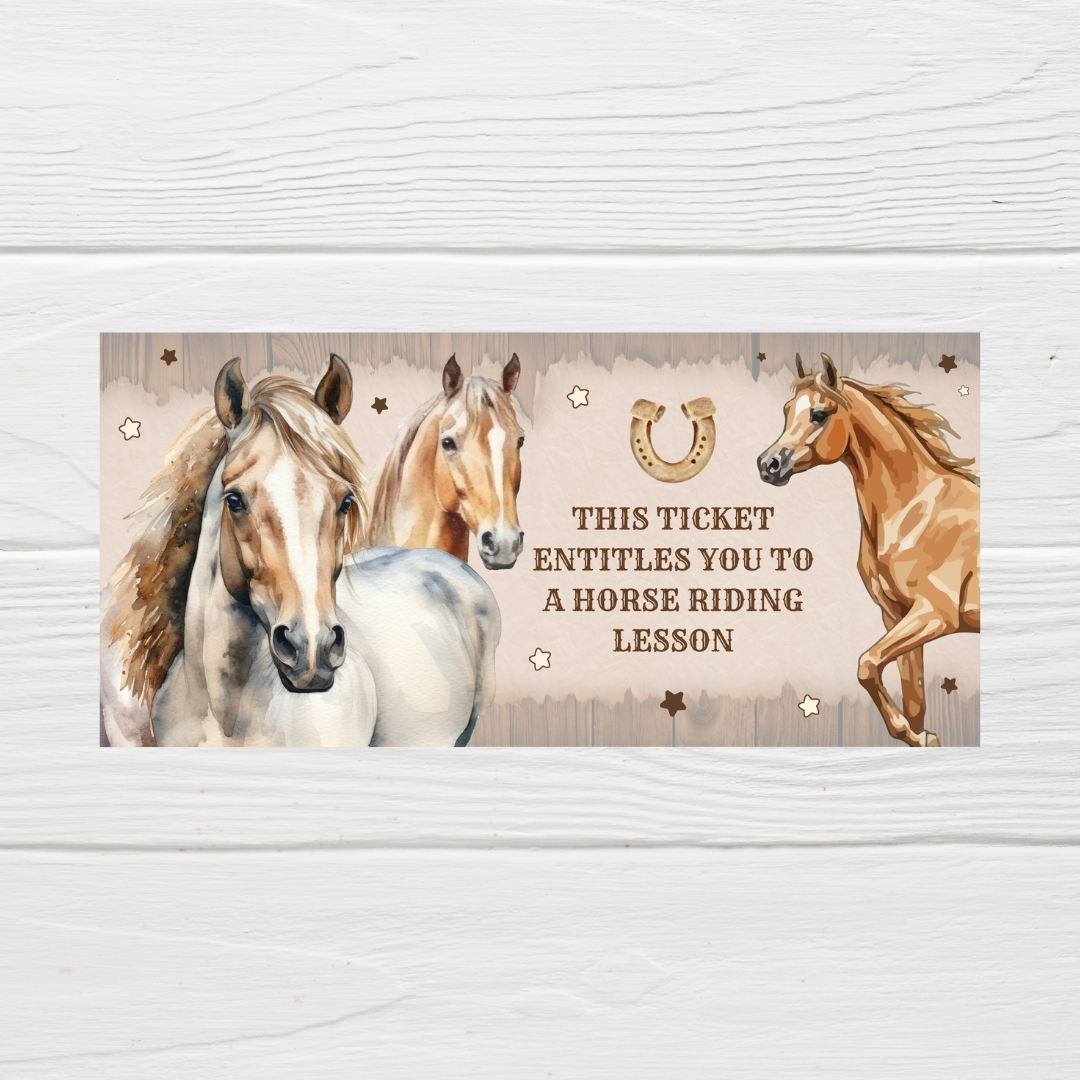 Surprise Ticket Print | Personalised Horse Riding Ticket Voucher | Gift Idea - Dinky Designs