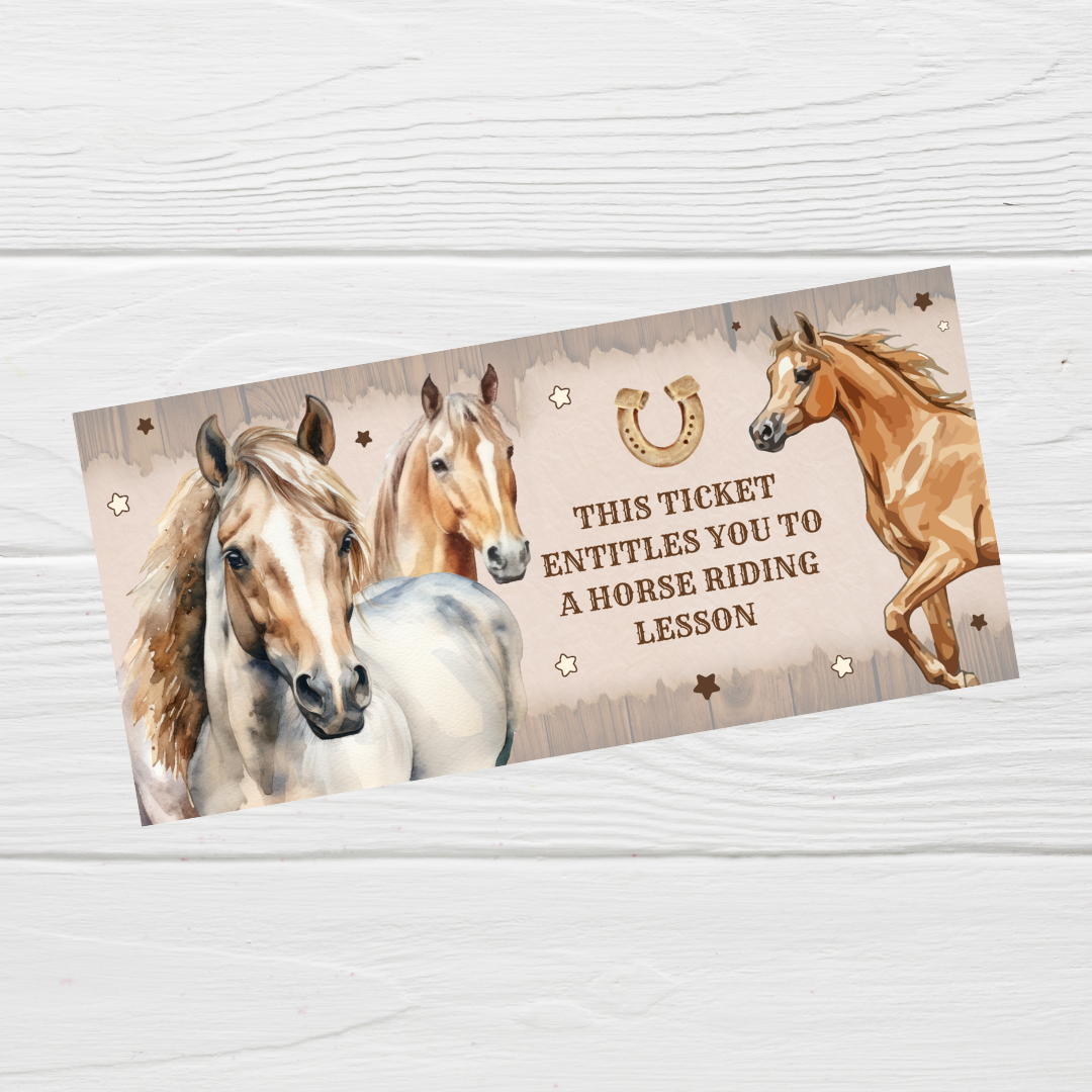 Surprise Ticket Print | Personalised Horse Riding Ticket Voucher | Gift Idea - Dinky Designs