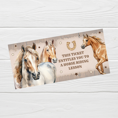 Surprise Ticket Print | Personalised Horse Riding Ticket Voucher | Gift Idea - Dinky Designs