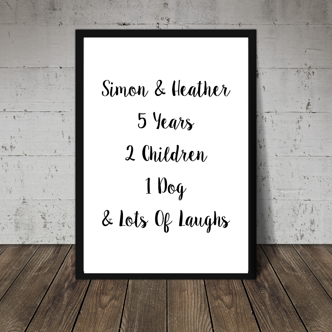 Family Print | Personalised Couple Print | Life Print | Family Gift - Dinky Designs
