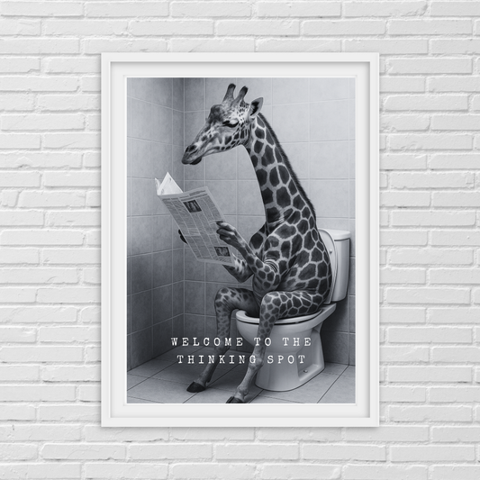 Bathroom Print | Welcome To The Thinking Spot | Giraffe Print | Bathroom Decor - Dinky Designs