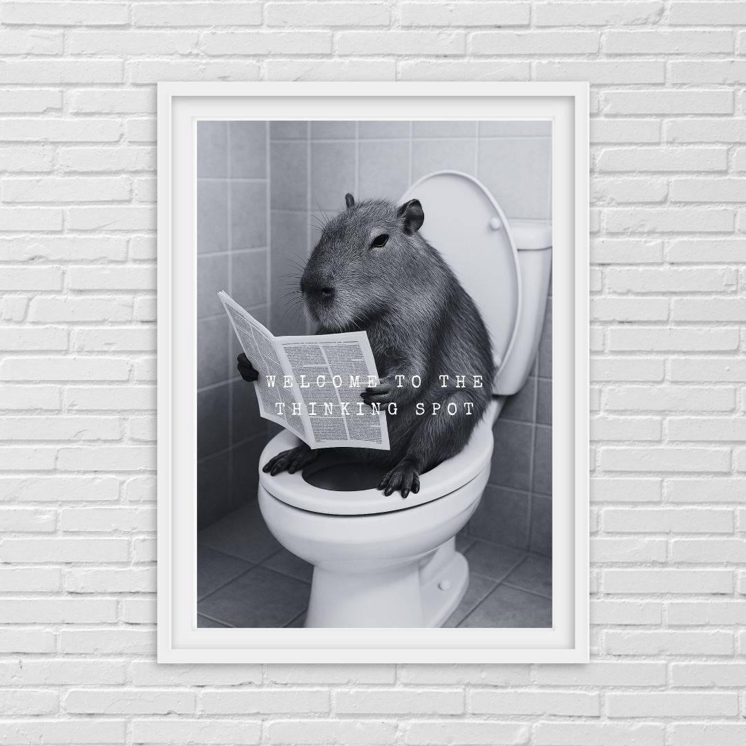 Bathroom Print | Welcome To The Thinking Spot | Capybara Print | Bathroom Decor - Dinky Designs