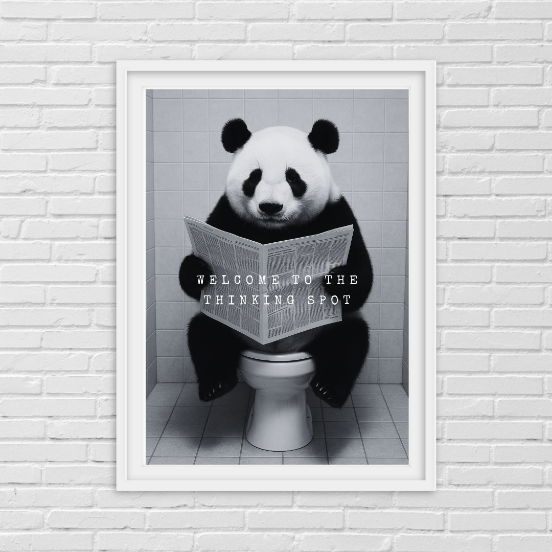 Bathroom Print | Welcome To The Thinking Spot | Panda Print | Bathroom Decor - Dinky Designs