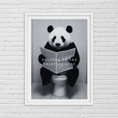 Bathroom Print | Welcome To The Thinking Spot | Panda Print | Bathroom Decor - Dinky Designs