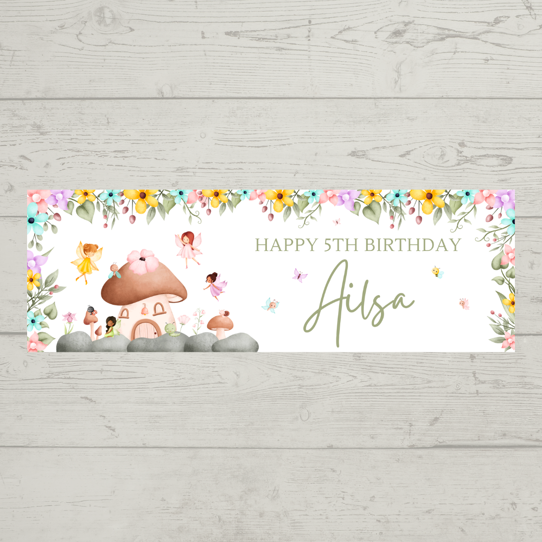 Fairy Photo Banner | Personalised Party Banner | Fairy Theme - Dinky Designs