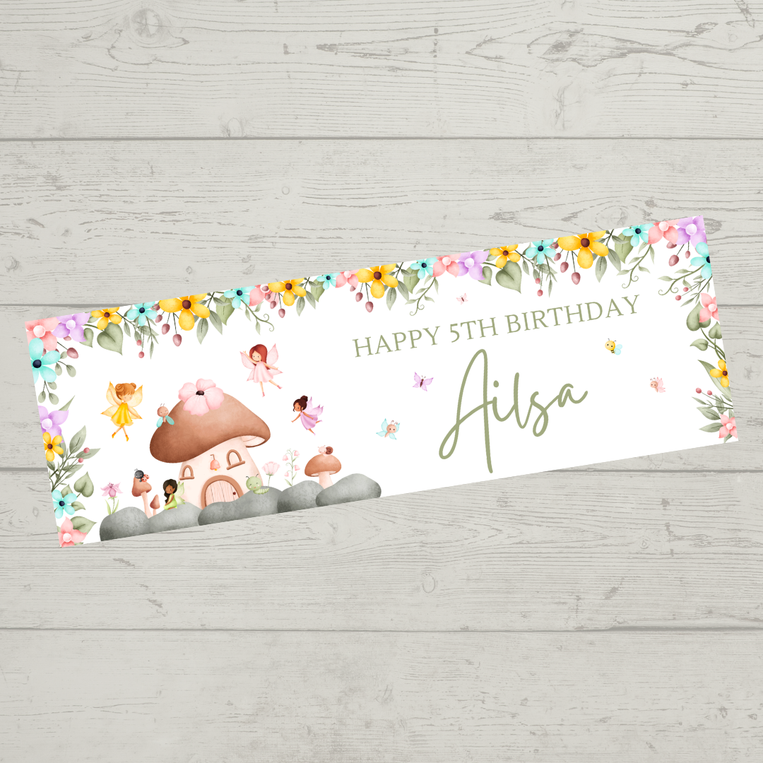 Fairy Photo Banner | Personalised Party Banner | Fairy Theme - Dinky Designs