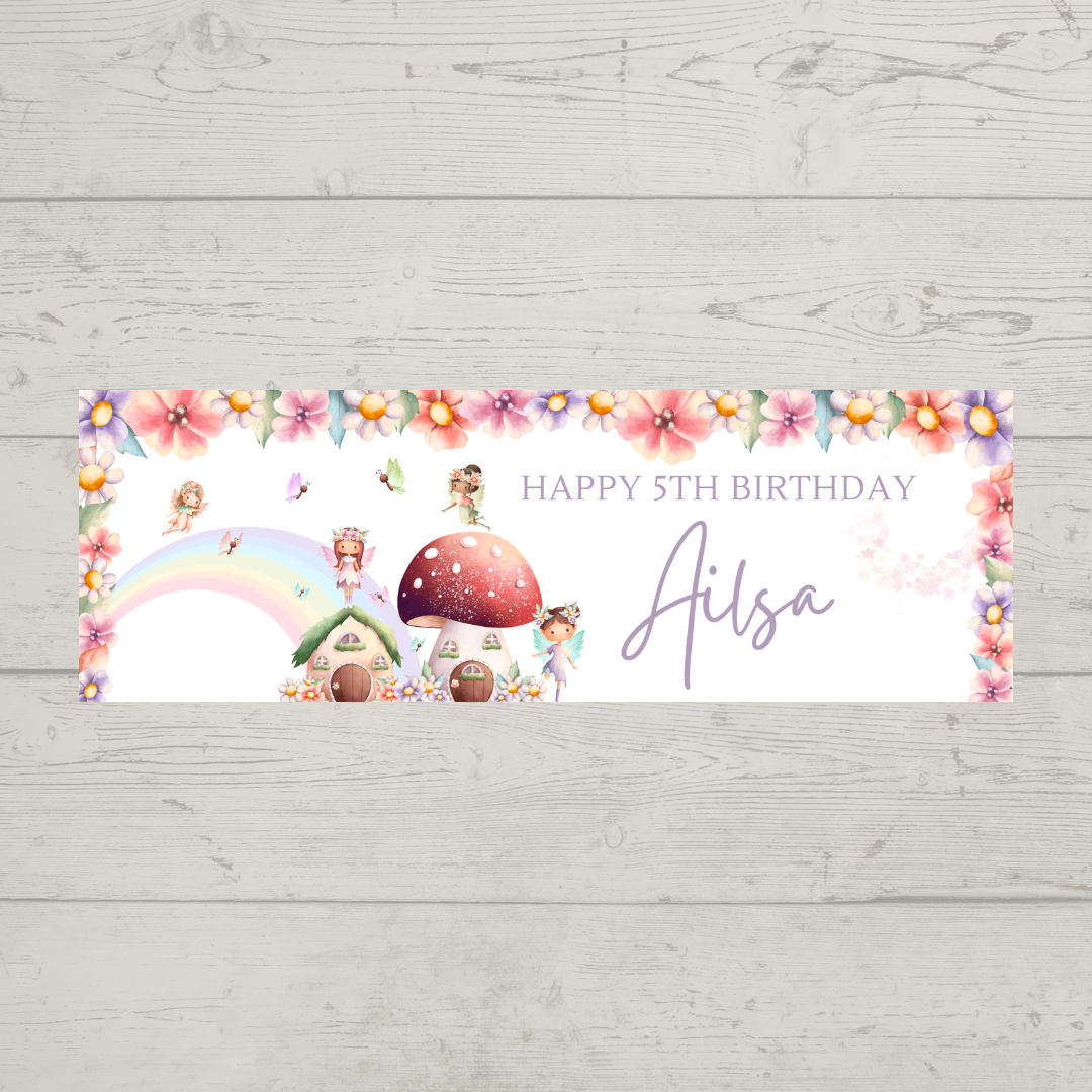 Fairy Photo Banner | Personalised Party Banner | Fairy Theme - Dinky Designs