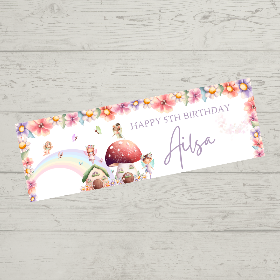 Fairy Photo Banner | Personalised Party Banner | Fairy Theme - Dinky Designs