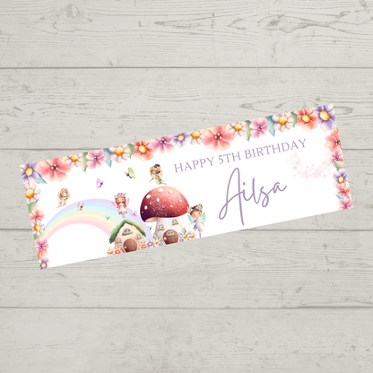 Fairy Photo Banner | Personalised Party Banner | Fairy Theme - Dinky Designs