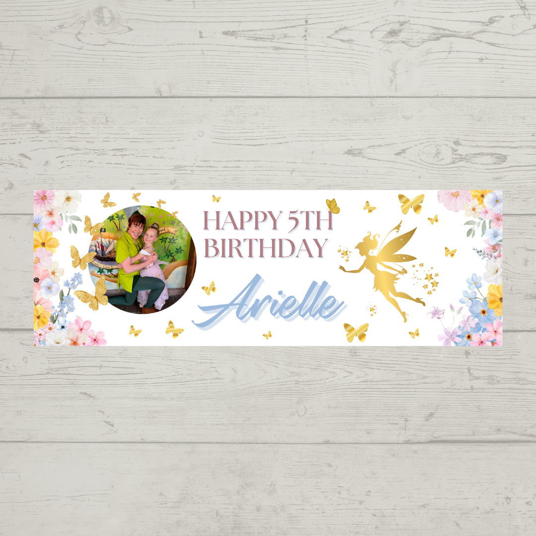 Fairy Photo Banner | Personalised Party Banner | Fairy Theme - Dinky Designs