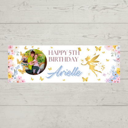 Fairy Photo Banner | Personalised Party Banner | Fairy Theme - Dinky Designs