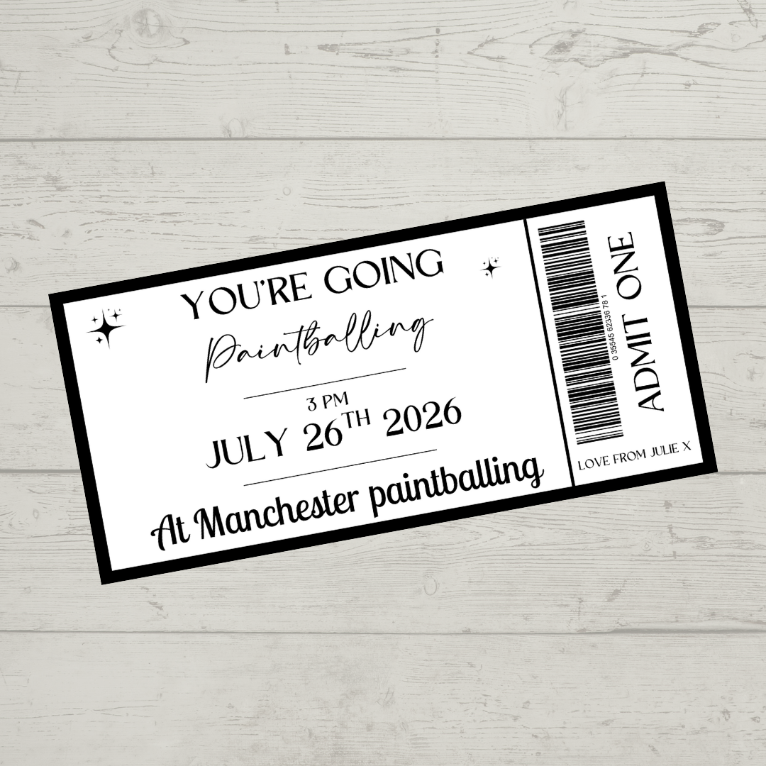 Surprise Ticket Print | Personalised Black & White Ticket Voucher | Gift Idea