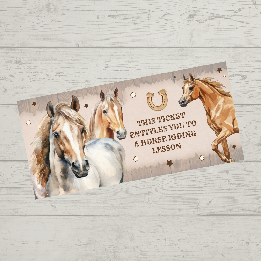 Surprise Ticket Print | Personalised Horse Riding Ticket Voucher | Gift Idea - Dinky Designs