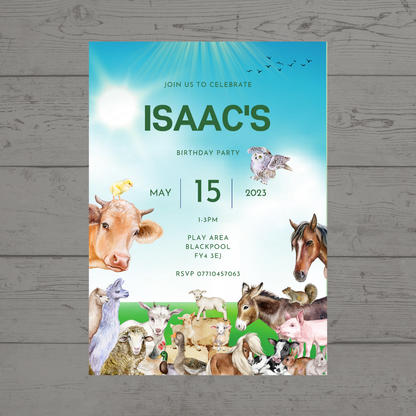 Farm Animal Invitations | A6 Invites | Farm Animal Theme Invitations | Party Invitations - Dinky Designs