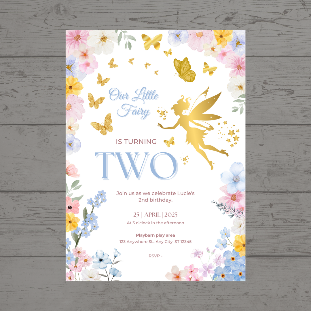 Fairy Party Invitations | A6 Invites | Fairy Theme Invitations | Party Invitations - Dinky Designs