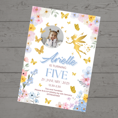 Fairy Photo Party Invitations | A6 Invites | Fairy Theme Invitations | Party Invitations - Dinky Designs