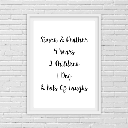 Family Print | Personalised Couple Print | Life Print | Family Gift - Dinky Designs