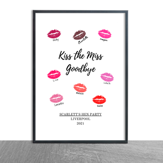 Wedding Print | Kiss The Miss Goodbye | Hen Party Print | Hen Party Gift