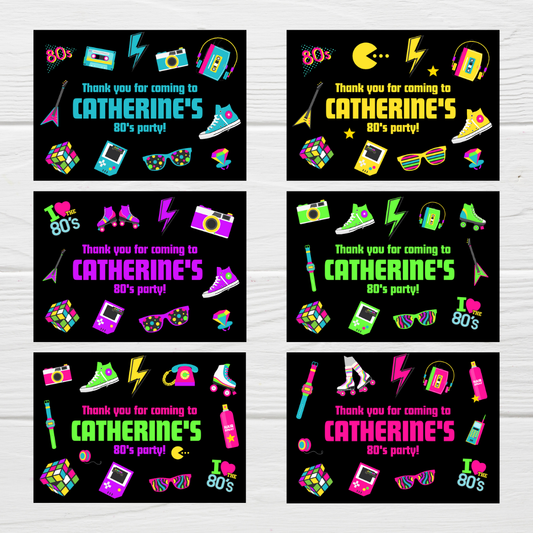 Rectangle Stickers | Party Stickers | 80's Party Stickers | Party Bag Stickers
