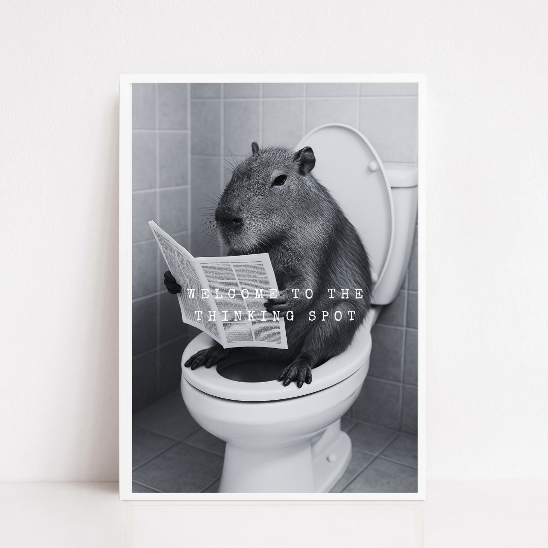 Bathroom Print | Welcome To The Thinking Spot | Capybara Print | Bathroom Decor - Dinky Designs