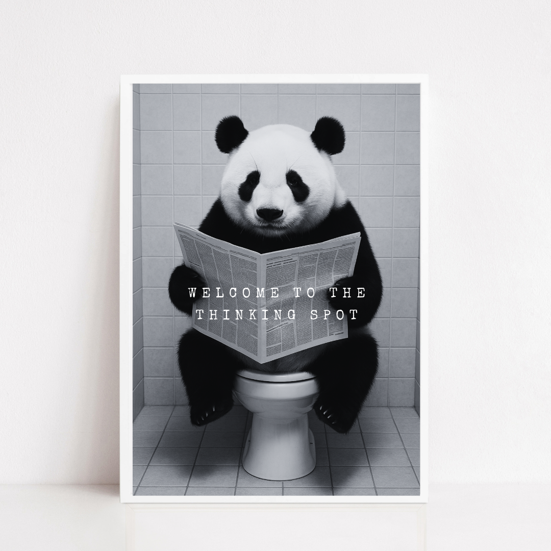 Bathroom Print | Welcome To The Thinking Spot | Panda Print | Bathroom Decor - Dinky Designs