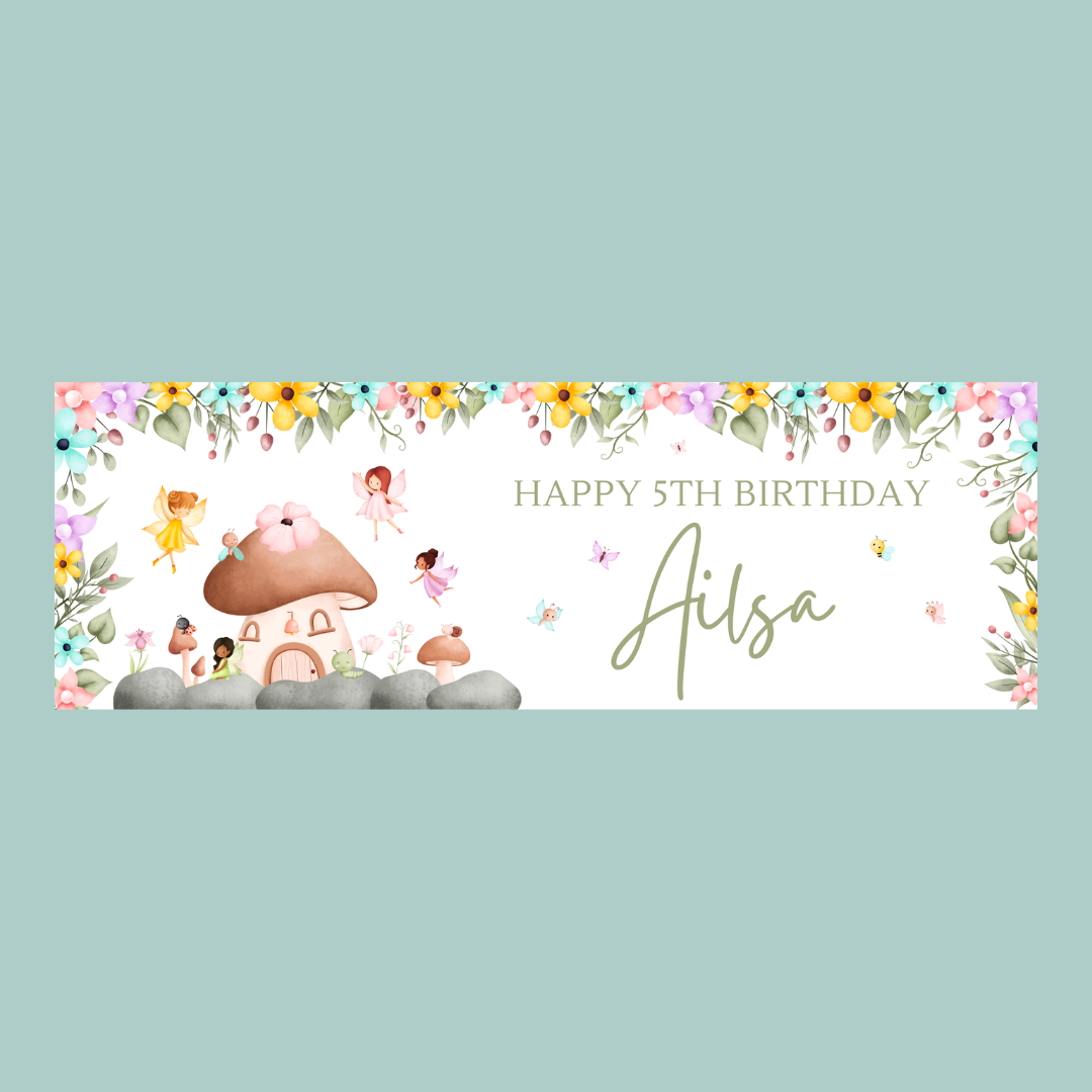Fairy Photo Banner | Personalised Party Banner | Fairy Theme - Dinky Designs