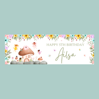 Fairy Photo Banner | Personalised Party Banner | Fairy Theme - Dinky Designs