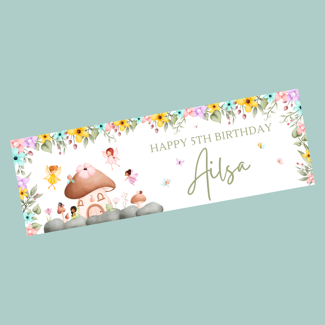 Fairy Photo Banner | Personalised Party Banner | Fairy Theme - Dinky Designs