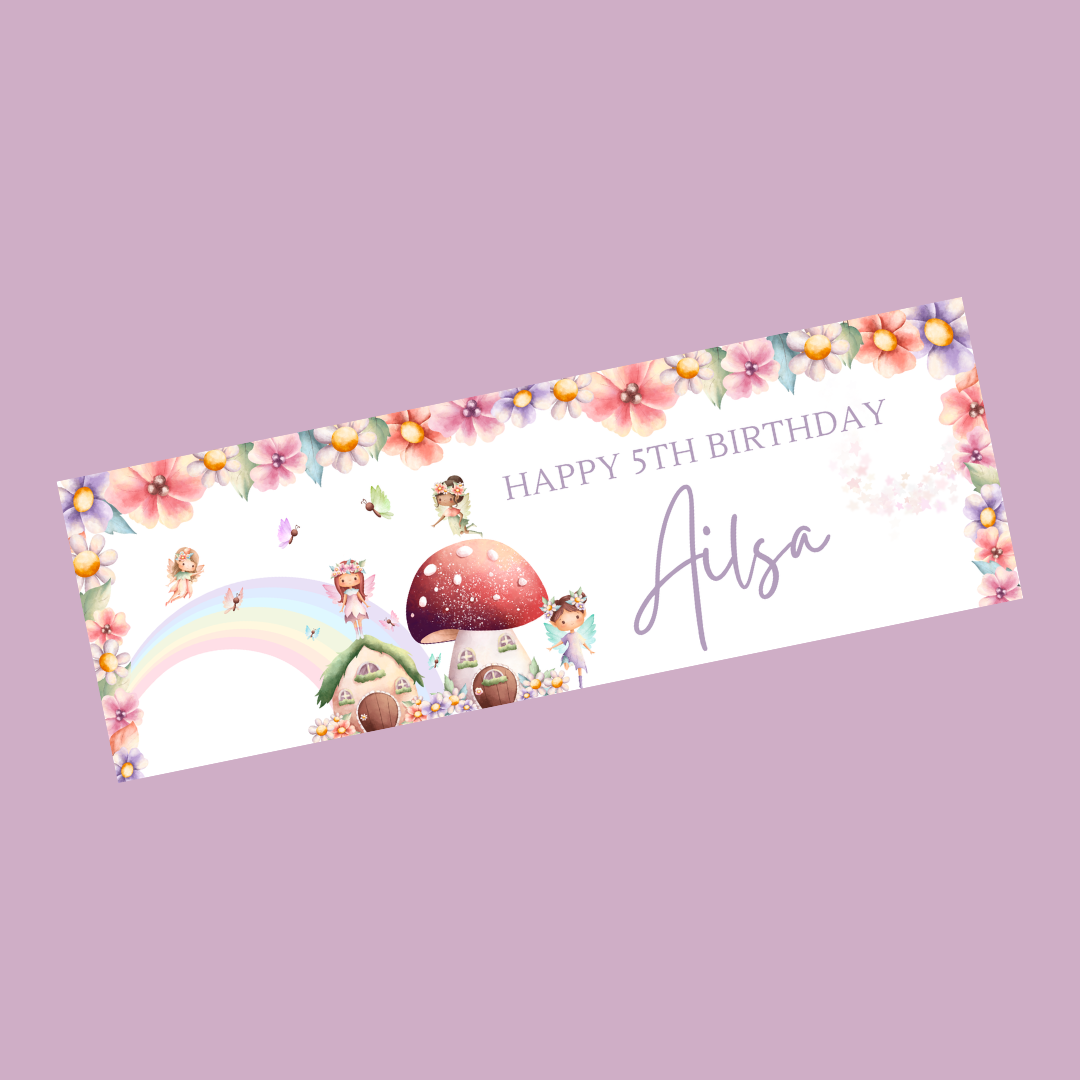 Fairy Photo Banner | Personalised Party Banner | Fairy Theme - Dinky Designs