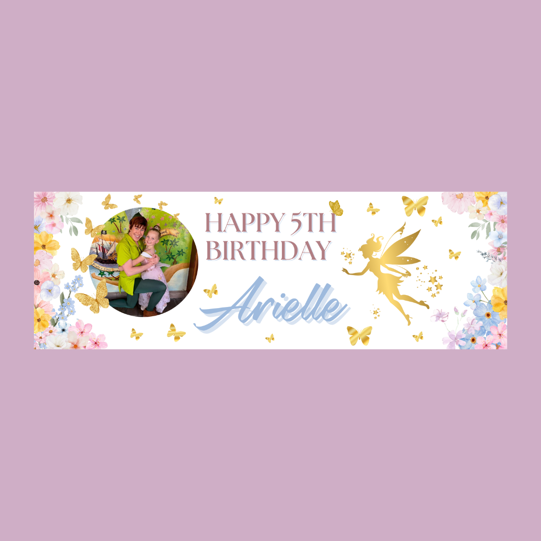 Fairy Photo Banner | Personalised Party Banner | Fairy Theme - Dinky Designs