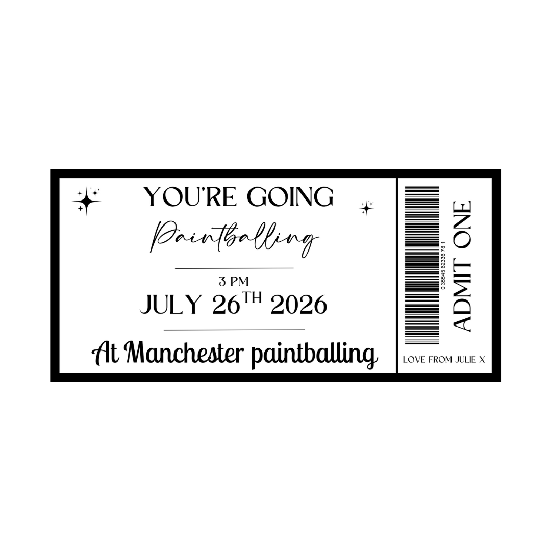 Surprise Ticket Print | Personalised Black & White Ticket Voucher | Gift Idea