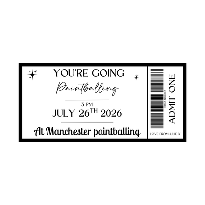 Surprise Ticket Print | Personalised Black & White Ticket Voucher | Gift Idea