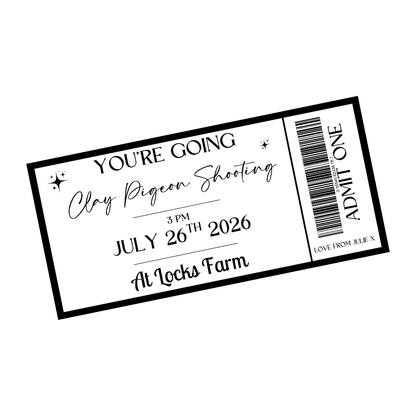 Surprise Ticket Print | Personalised Black & White Ticket Voucher | Gift Idea