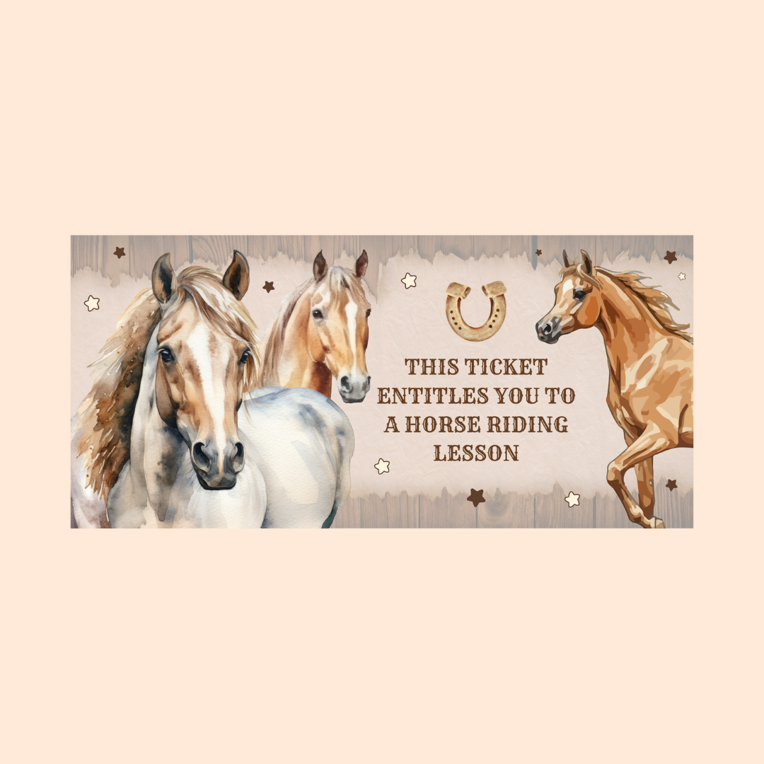 Surprise Ticket Print | Personalised Horse Riding Ticket Voucher | Gift Idea - Dinky Designs