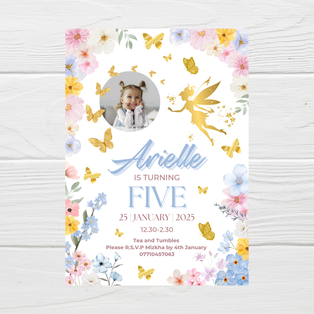 Fairy Photo Party Invitations | A6 Invites | Fairy Theme Invitations | Party Invitations - Dinky Designs
