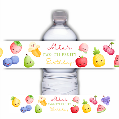 Juice Bottle Labels | Fruit Face Labels | Water Bottle Stickers | Fruit Birthday Party Stickers