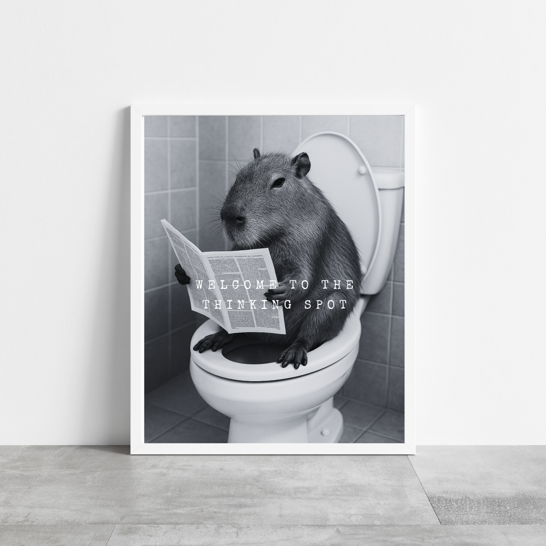 Bathroom Print | Welcome To The Thinking Spot | Capybara Print | Bathroom Decor - Dinky Designs