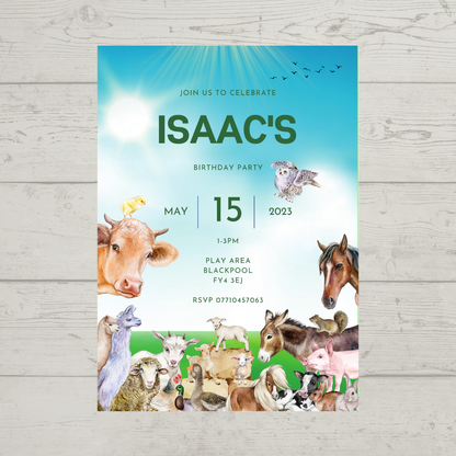 Farm Animal Invitations | A6 Invites | Farm Animal Theme Invitations | Party Invitations - Dinky Designs