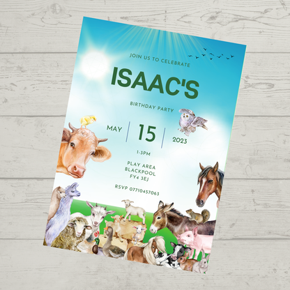 Farm Animal Invitations | A6 Invites | Farm Animal Theme Invitations | Party Invitations - Dinky Designs