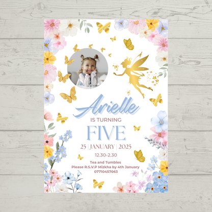 Fairy Photo Party Invitations | A6 Invites | Fairy Theme Invitations | Party Invitations - Dinky Designs