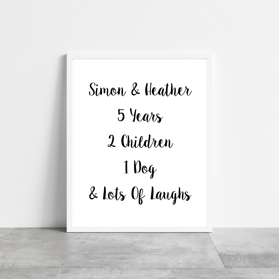 Family Print | Personalised Couple Print | Life Print | Family Gift - Dinky Designs