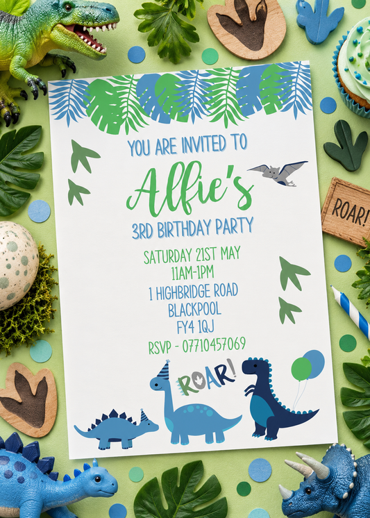 Dinosaur Birthday Invitations | A6 Invites | Dinosaur Theme Invitations | Party Invitations
