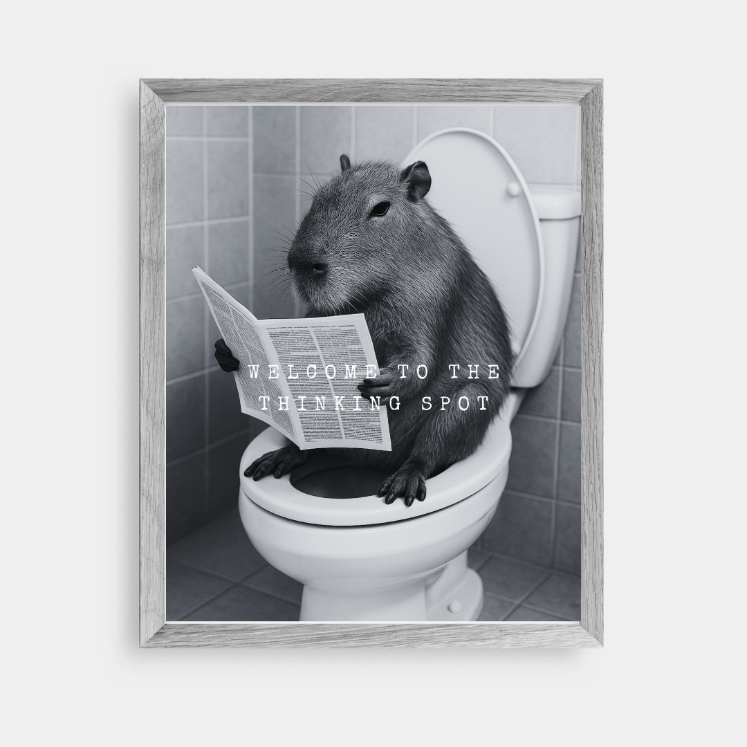 Bathroom Print | Welcome To The Thinking Spot | Capybara Print | Bathroom Decor - Dinky Designs