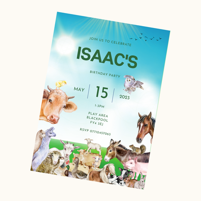 Farm Animal Invitations | A6 Invites | Farm Animal Theme Invitations | Party Invitations - Dinky Designs