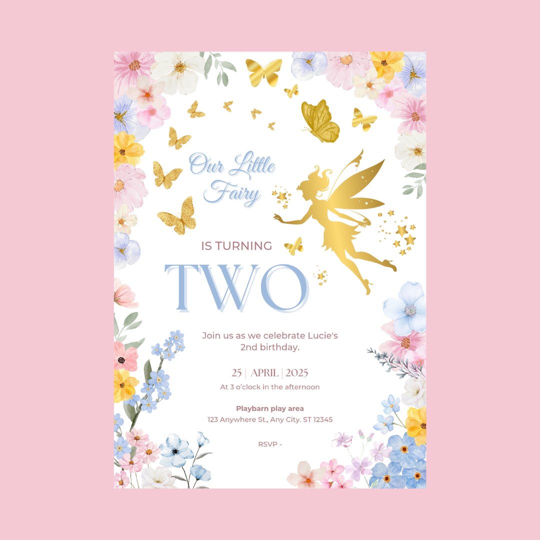 Fairy Party Invitations | A6 Invites | Fairy Theme Invitations | Party Invitations - Dinky Designs